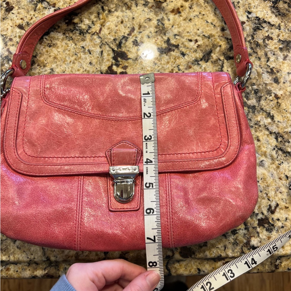 Vintage Y2K Coach Pink Shoulder Bag Layla 18160 Camelia Poppy Leather Purse - Picture 12 of 14